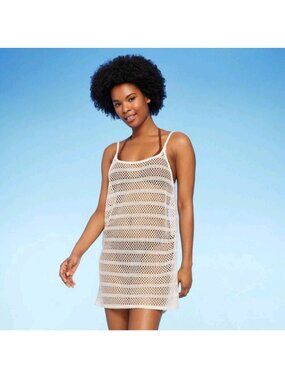 Wild Fable Cream Crochet Swim Cover-Up Dress XS Adjustable Straps Lightweight
